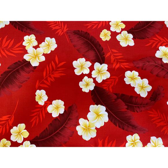 Printex Fabric Red Orange Hibiscus Tropical Print Fabric Vintage - Picture 1 of 6